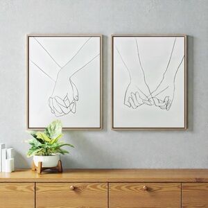 Threshold Set of 2 Hands Framed Canvas Art Vertical Orientation
